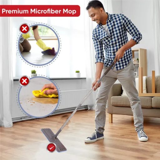 Kétrekeszes zöld lapos felmosó vödörrel, mikroszálas fej