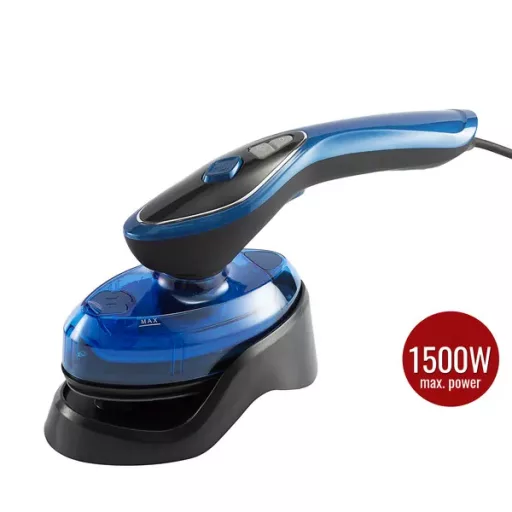 2 az 1-ben hordozható gőz- és szárazvasaló, 1500 W, kerámia talp, 100 ml, kék