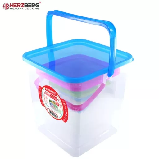 Herzberg 5 az 1-ben sarok kocka élelmiszertároló készlet fogantyúval, BPA-mentes