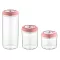 Vákuumos ételtároló befőttesüveg szett, 3 db, rózsaszín, 400-1250 ml
