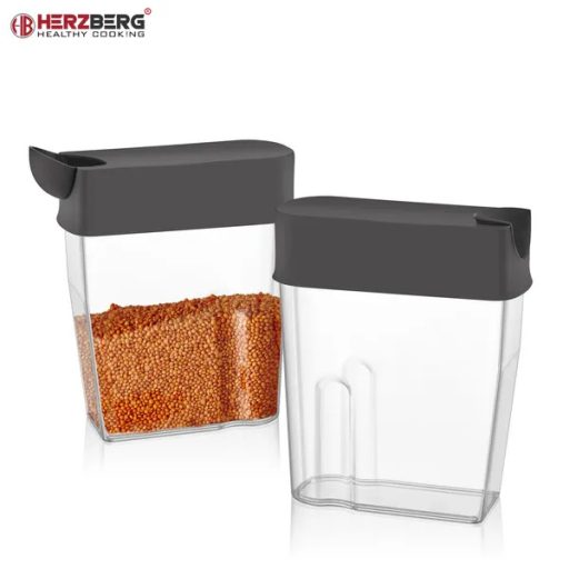 Herzberg 3 db légmentes élelmiszer-tároló doboz szett, piros, BPA-mentes műanyag