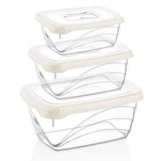   Herzberg 3 részes extra mély, légmentes BPA-mentes ételtároló doboz szett