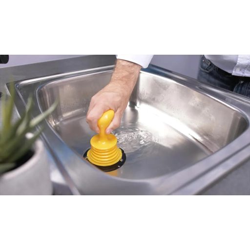 Genius Ideas mini lefolyótisztító duguláselhárító pumpa, 11,5 x 18 cm, fekete-sárga