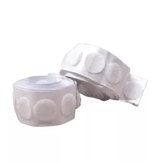   Öntapadós tépőzár korongok, fehér, 22 mm, 62 db adagolóban