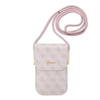 Guess PU 4G fém logó Script telefon táska rózsaszín