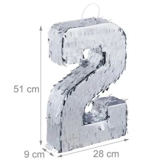 Többszínű 2-es szám pináta 51×28×9 cm akasztóval