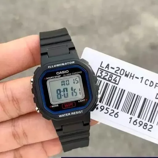 Casio LA-20WH-1C gyerek digitális karóra, fekete, WR30, LED dobozzal
