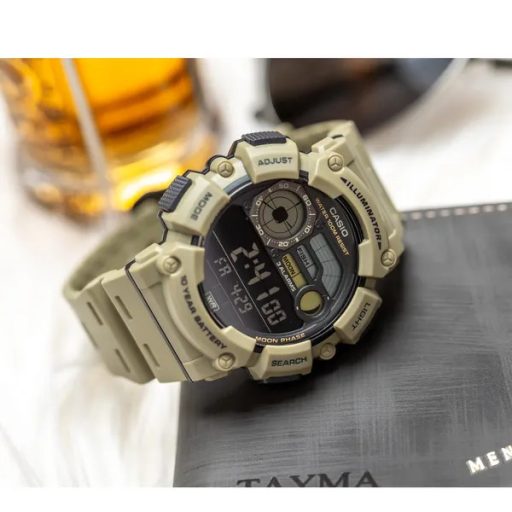 Férfi karóra Casio WS-1500H-5B, digitális, WR100, holdfázis, LED, khaki