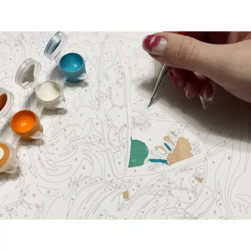 Számozott festőkészlet vászonra – Lángoló róka, 40×50 cm