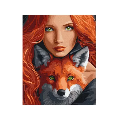 Számozott festőkészlet vászonra – Lángoló róka, 40×50 cm