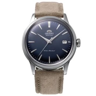   Orient Bambino férfi automata karóra 38 mm kék számlap, barna bőrszíj