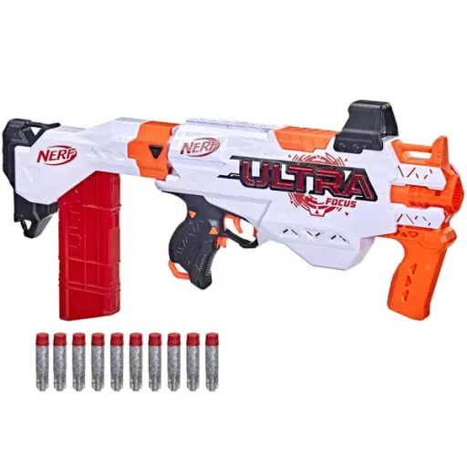 Nerf Ultra Focus motorizált szivacslövedékes puska, tár, válltámasz, 10 dart