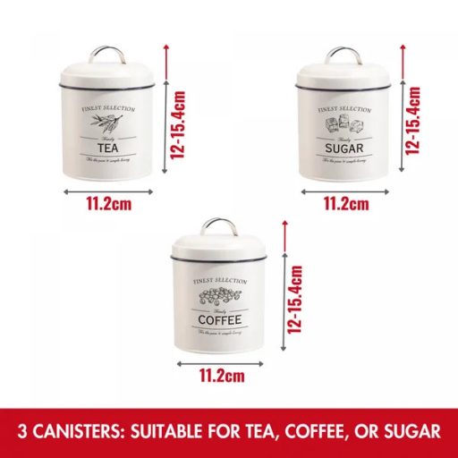 4 darabos vintage kenyértartó és fém tároló szett, matt krém