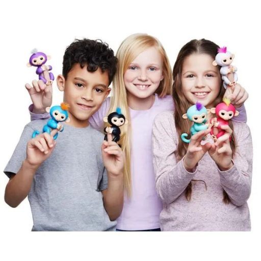 Interaktív ujjra csíptethető majom játék, fekete, 12 cm