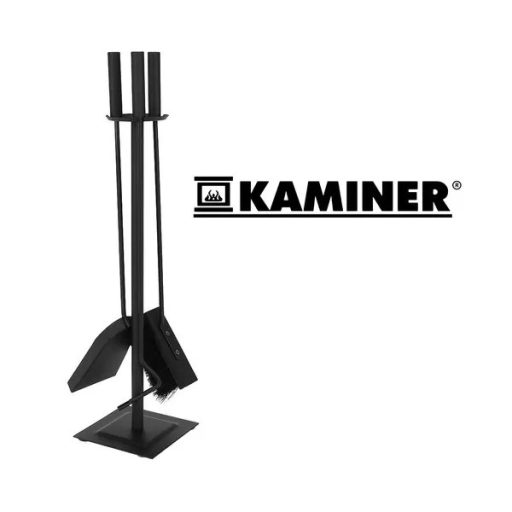 4 az 1-ben matt fekete kandalló szerszámkészlet, rozsdamentes acél, 60×15 cm