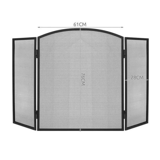 Állítható, 3 részes kandallórács fekete acél hálóval, 118×76 cm