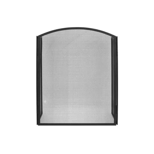 Állítható, 3 részes kandallórács fekete acél hálóval, 118×76 cm