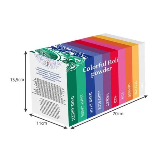 Holi színes por készlet 10×100 g, 10 élénk szín, kukoricakeményítő alap
