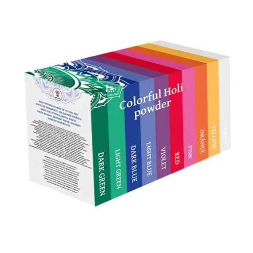 Holi színes por készlet 10×100 g, 10 élénk szín, kukoricakeményítő alap