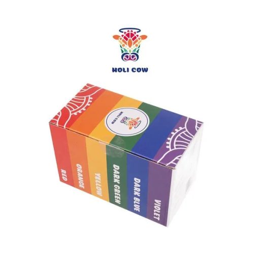 Holi színes por készlet 6×100 g, kukoricakeményítő alapú, 6 élénk szín