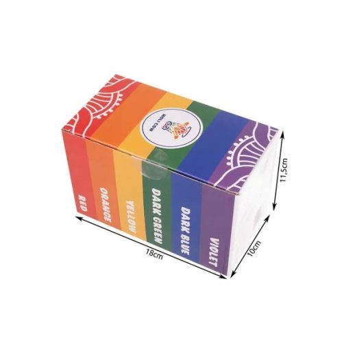 Holi színes por készlet 6×100 g, kukoricakeményítő alapú, 6 élénk szín