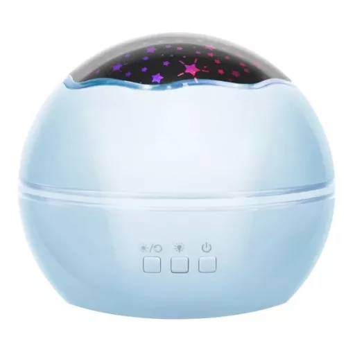 Kék LED éjszakai fény projektor 2 cserélhető mintával, USB/AAA, forgó