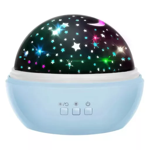 Kék LED éjszakai fény projektor 2 cserélhető mintával, USB/AAA, forgó