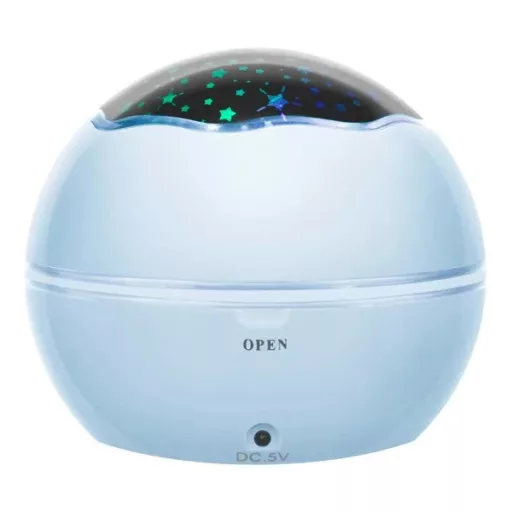 Kék LED éjszakai fény projektor 2 cserélhető mintával, USB/AAA, forgó