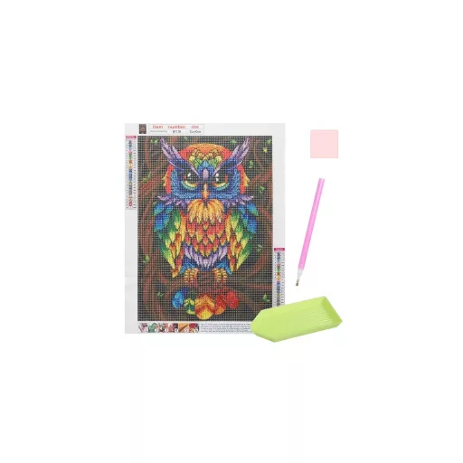 Gyémántfestő készlet bagoly mintával, 30x40 cm