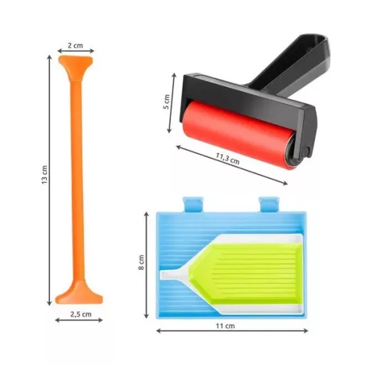 Gyémántszemes kirakó tartozékkészlet 4 tollal, szerveződobozzal, hengerrel
