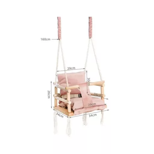 Rózsaszín Cleanaboo® babahinta, fenyőfa, 12 hó+, 25 kg