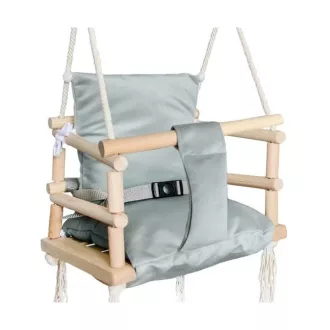   Szürke Cleanaboo® babahinta, fenyőfa keret, 12 hó+, 25 kg