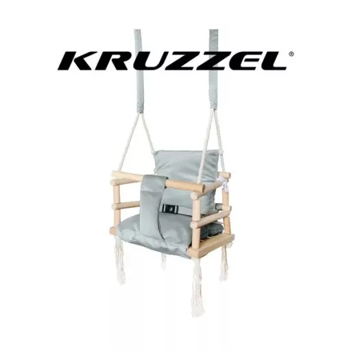 Szürke Cleanaboo® babahinta, fenyőfa keret, 12 hó+, 25 kg
