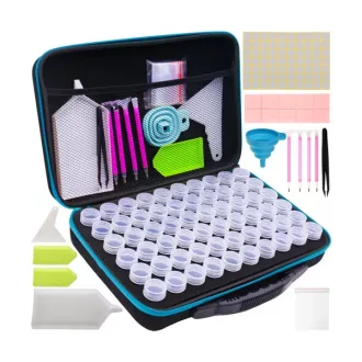   Gyémántszemes hímzés kiegészítő készlet, 60 fiola, fekete hordtáska