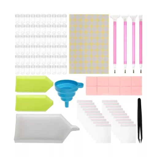 Gyémántszemes hímzés kiegészítő készlet, 60 fiola, fekete hordtáska