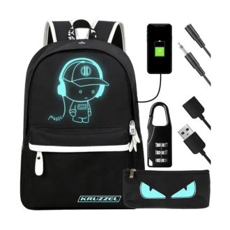   Fényvisszaverő, vízálló USB-s hátizsák 19 l, fejhallgató kimenettel