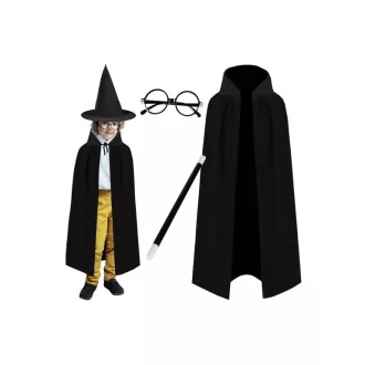   Teljes Varázsló Jelmez: Köpeny, Kalap, Varázspálca és Szemüveg