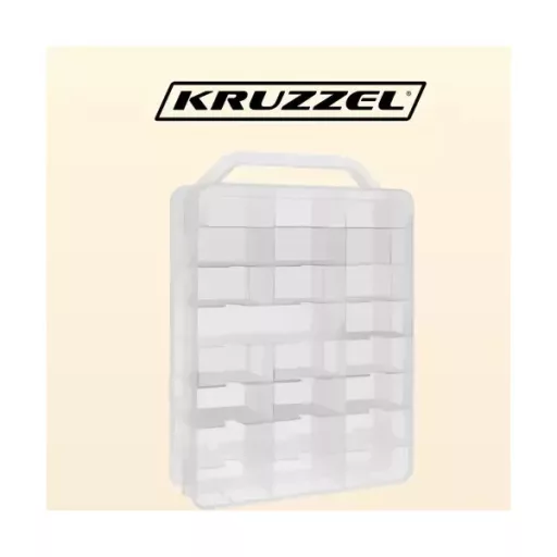 Átlátszó hordozható autós vitrines koffer, 46 rekesszel, PP, 33×25×8,5 cm