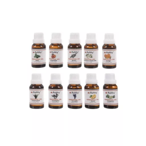 Alapvető Illóolajok Készlet - 10 Darab, 15 ml Mindegyik - Eukaliptusz, Narancs, Borsmenta és További Illatok
