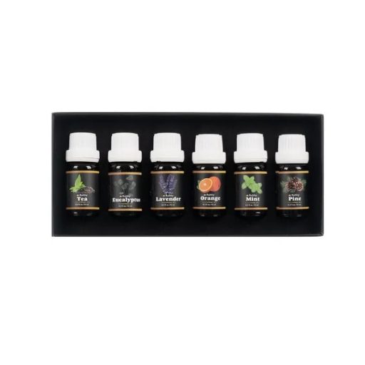 Illóolaj készlet 6×10 ml – eukaliptusz, narancs, teafa, menta, levendula, fenyő