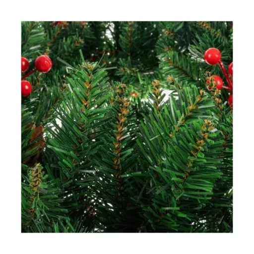 Karácsonyi ajtódísz koszorú 60 cm, sűrű PVC tűlevelek, toboz és bogyó