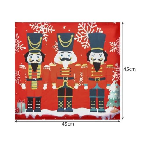 Karácsonyi díszpárnahuzat, diótörő motívum, 45×45 cm, cipzáras