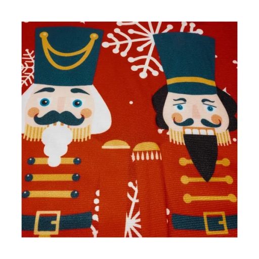 Karácsonyi díszpárnahuzat, diótörő motívum, 45×45 cm, cipzáras