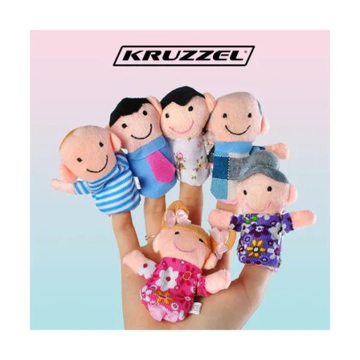 Plüss ujjbáb készlet családfigurákkal, 6 db, multicolor, 8 cm
