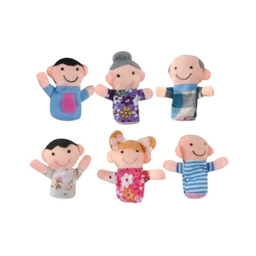 Plüss ujjbáb készlet családfigurákkal, 6 db, multicolor, 8 cm