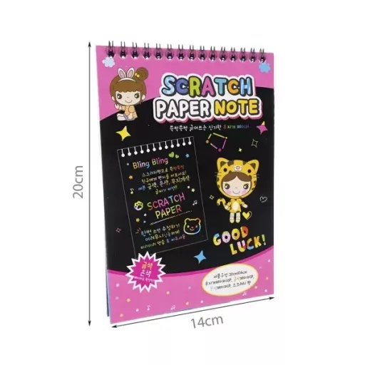 Kapargatós jegyzetfüzet, 10 lap, 20×14 cm, fa kaparótollal