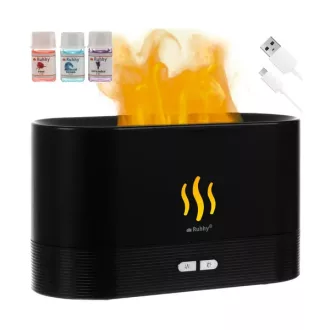   3 az 1-ben illatdiffúzor és párásító, 180 ml, LED lánghatás, fekete