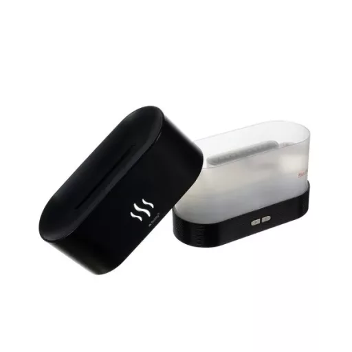 3 az 1-ben illatdiffúzor és párásító, 180 ml, LED lánghatás, fekete