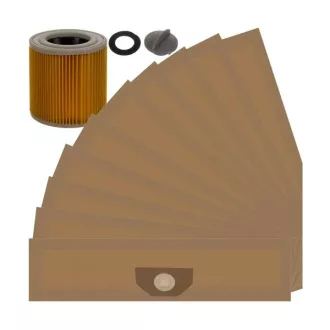   10 db kétrétegű papír porzsák ipari porszívóhoz + szűrő, Malatec 22580