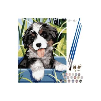   Számok Szerinti Festés Kutya - Vászon Fából Készült Kereten (Többszínű, 40 x 30 cm, 335 g)